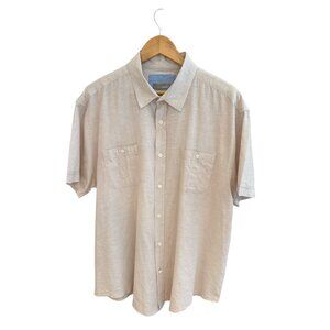 Baird McNutt Linen Short Sleeve Button-Up Shirt XL powder pink Mens Casual Light